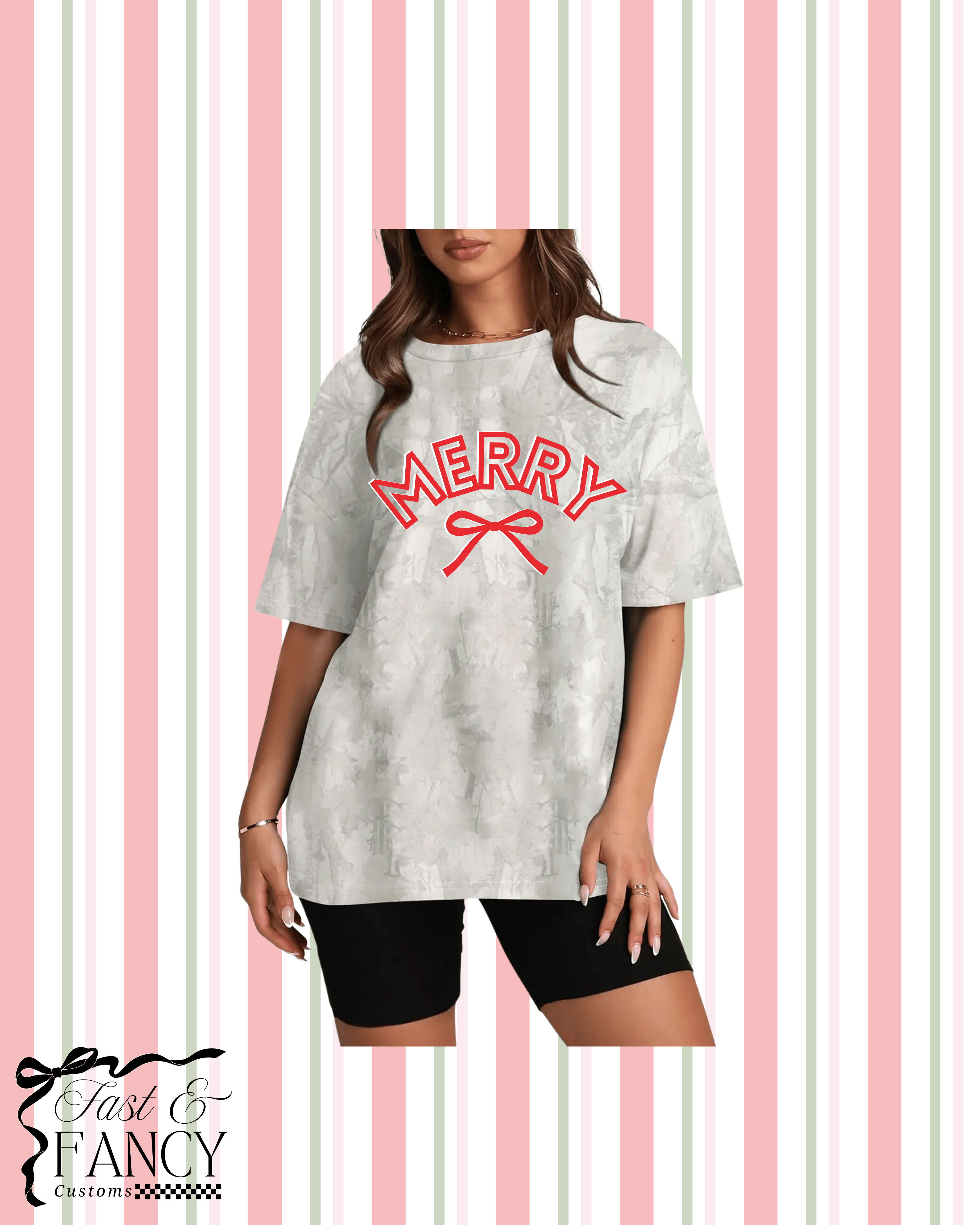 Oversized Christmas Light Camo Tshirt