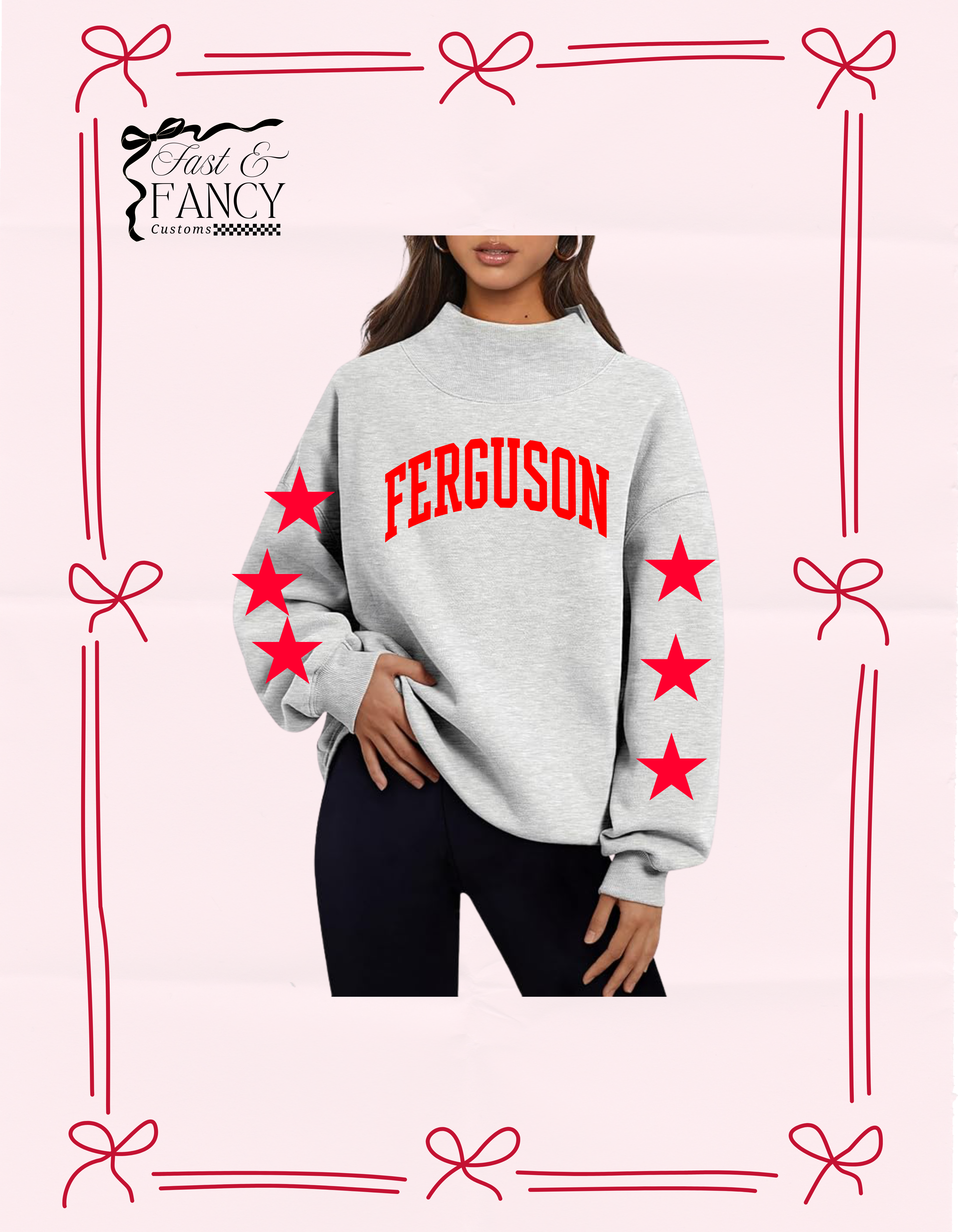 Grey Mockneck Star Sleeve