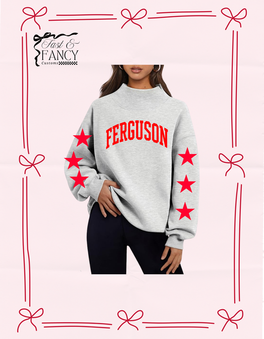 Grey Mockneck Star Sleeve
