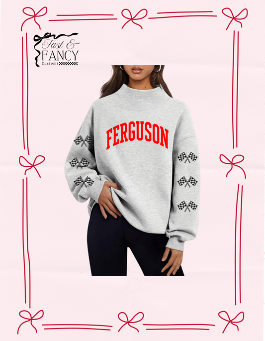 Grey Mockneck Checkered Flag Sleeve