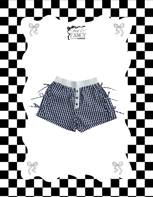 Lulu Mac Black and White Gingham Bow Boxers