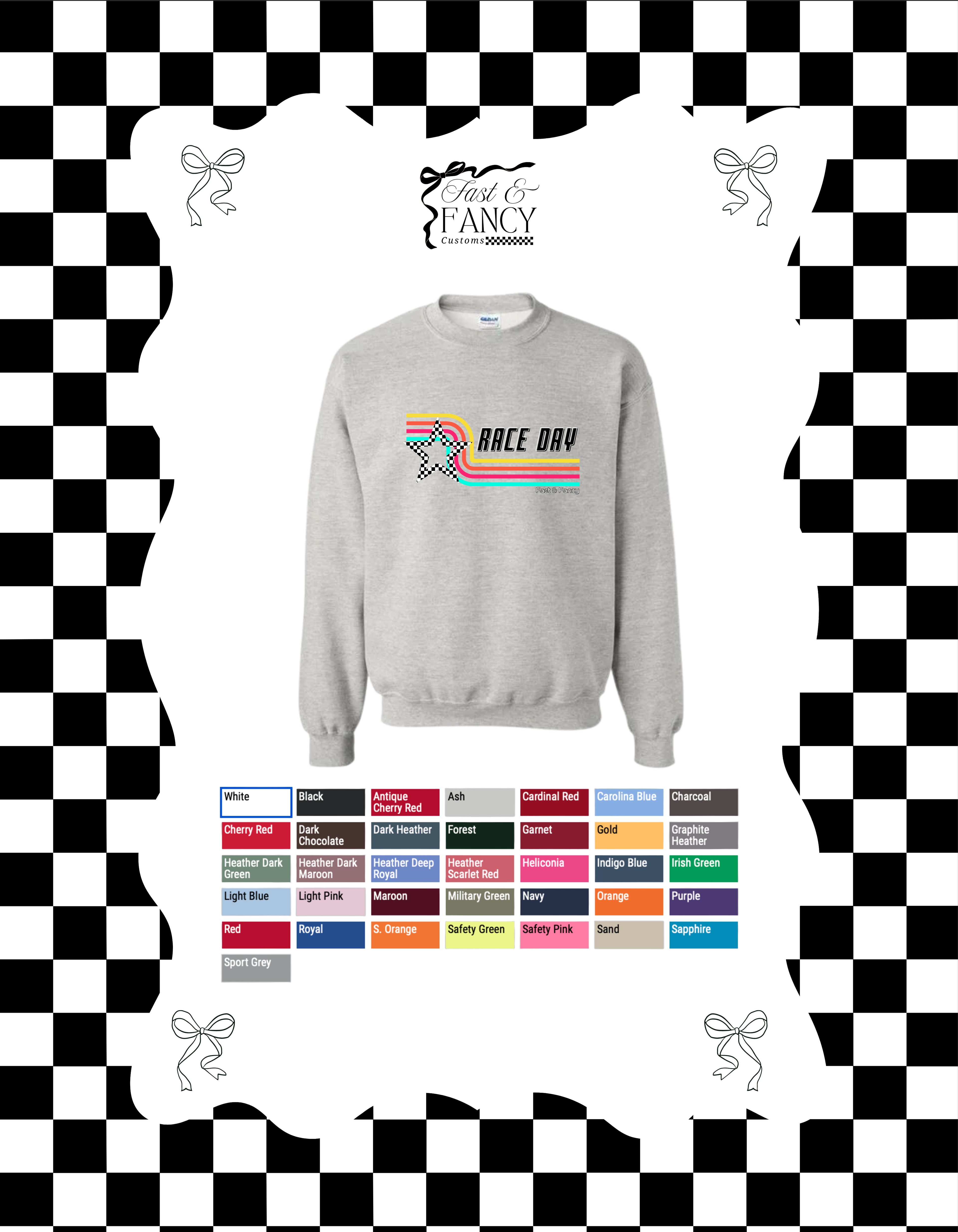 Fast & Fancy Race Day Crewneck (Choose your Color)