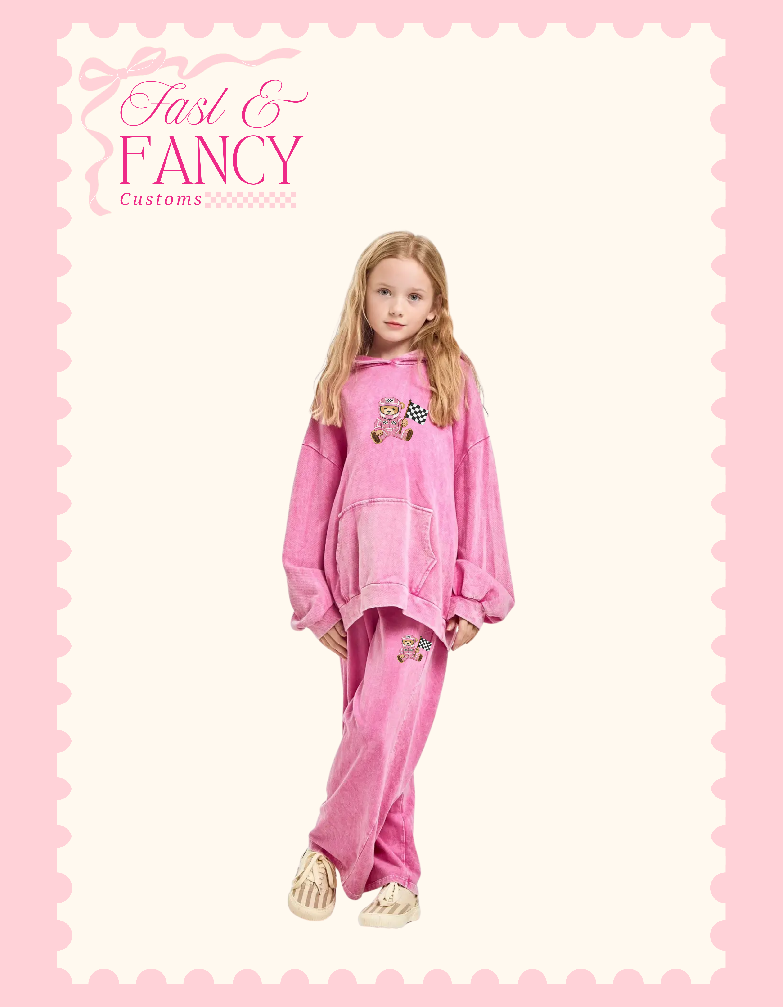 Pink Acid Wash Kids Set