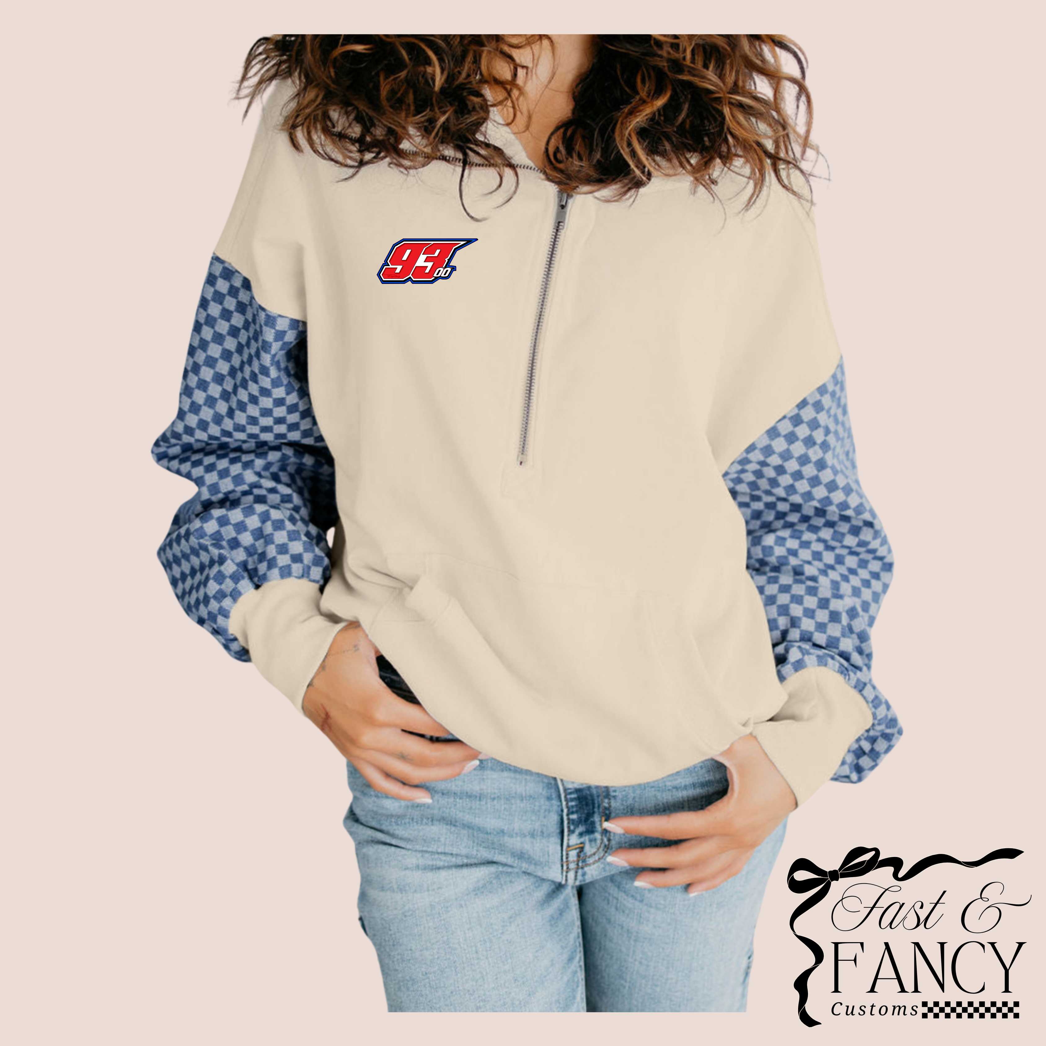 Customized Tan Checkered Pullover