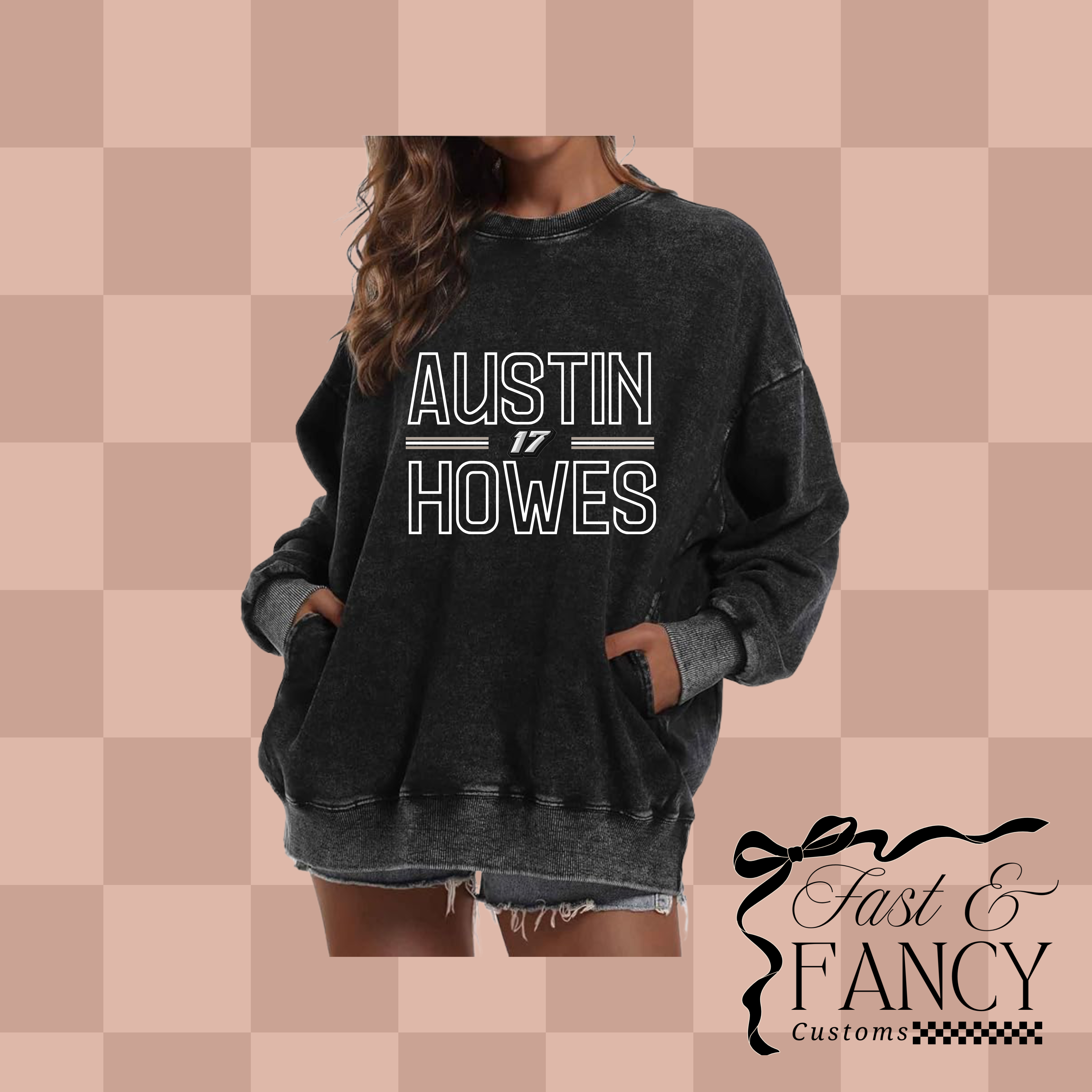 Black Acid Wash Crewneck