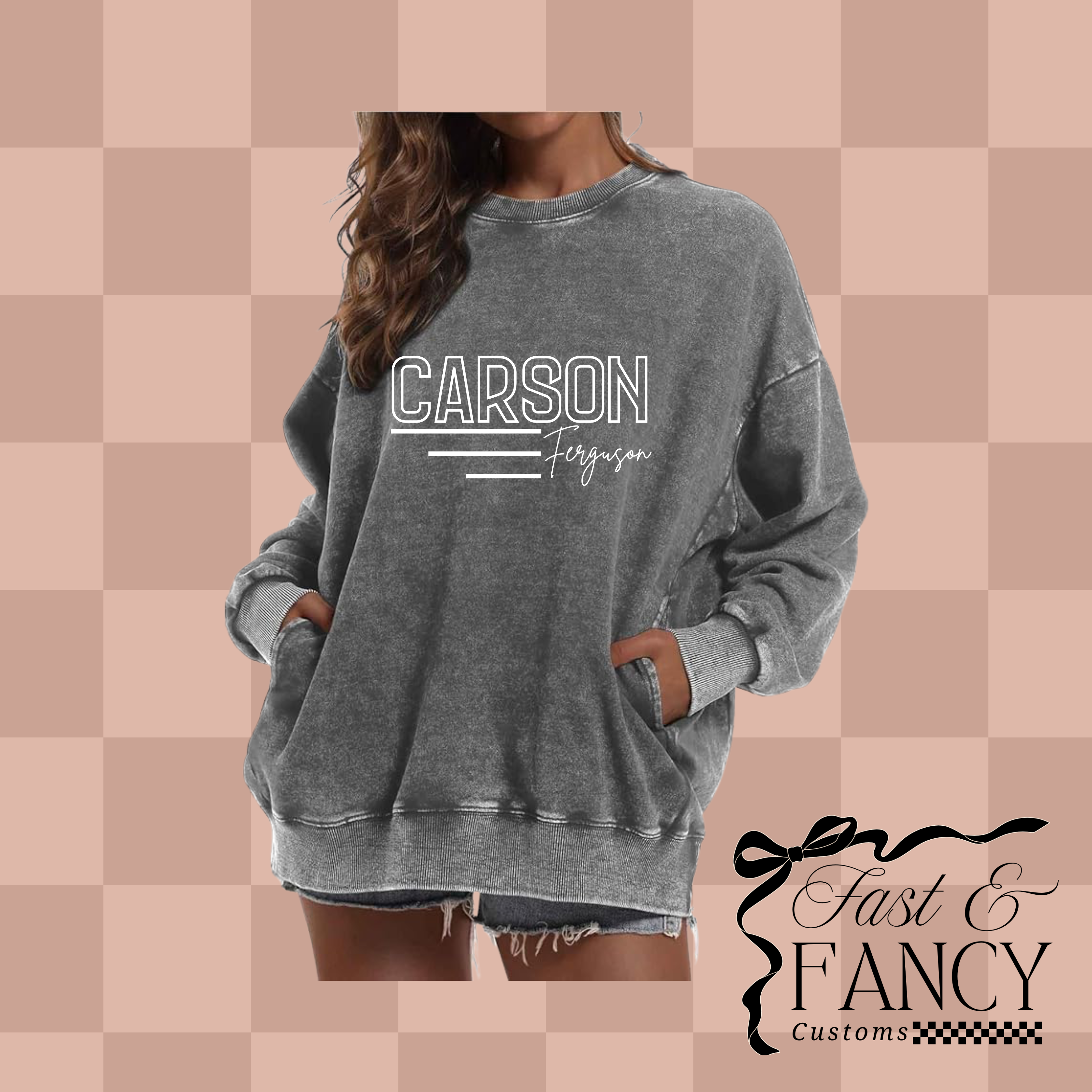 Grey Acid Wash Crewneck