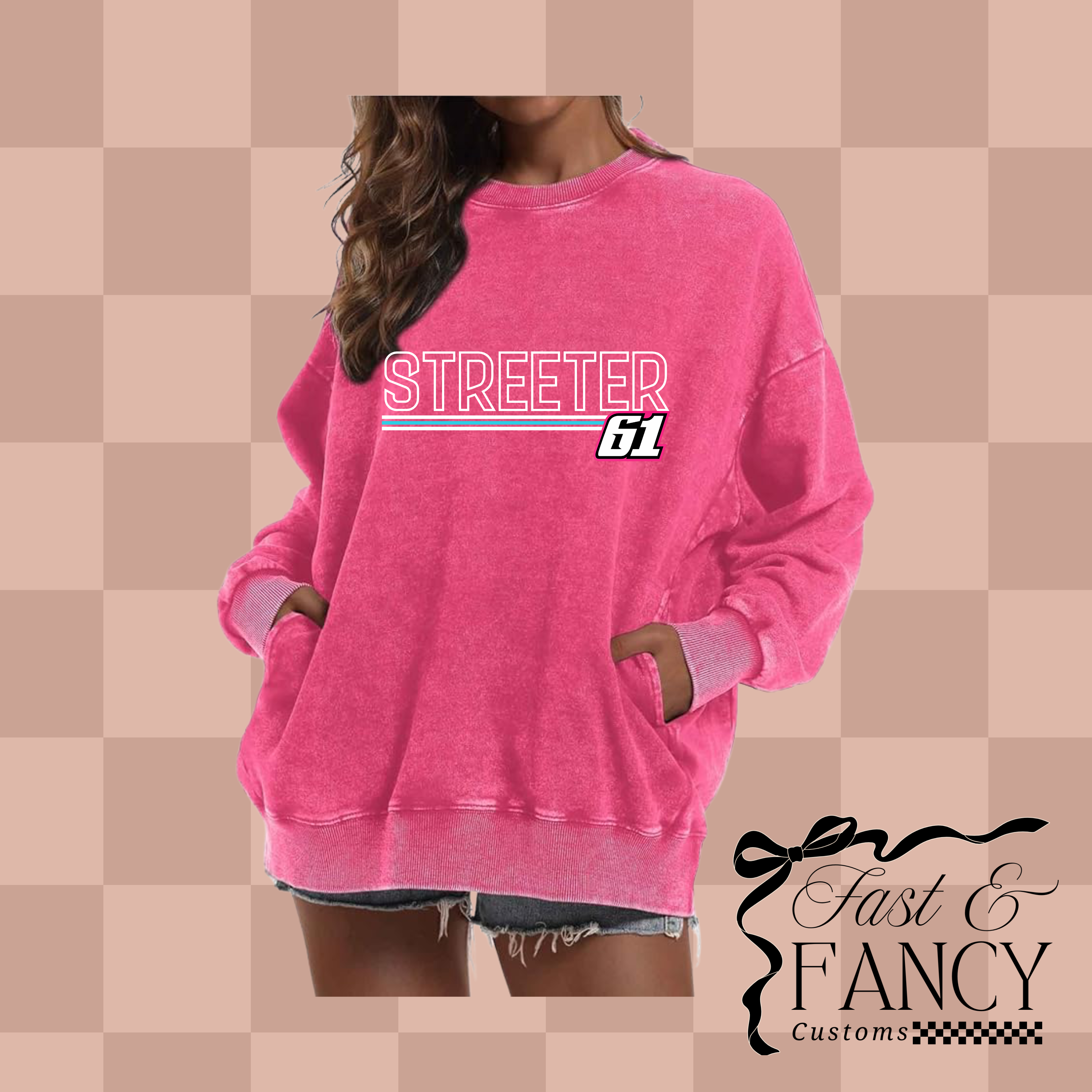 Pink Acid Wash Crewneck