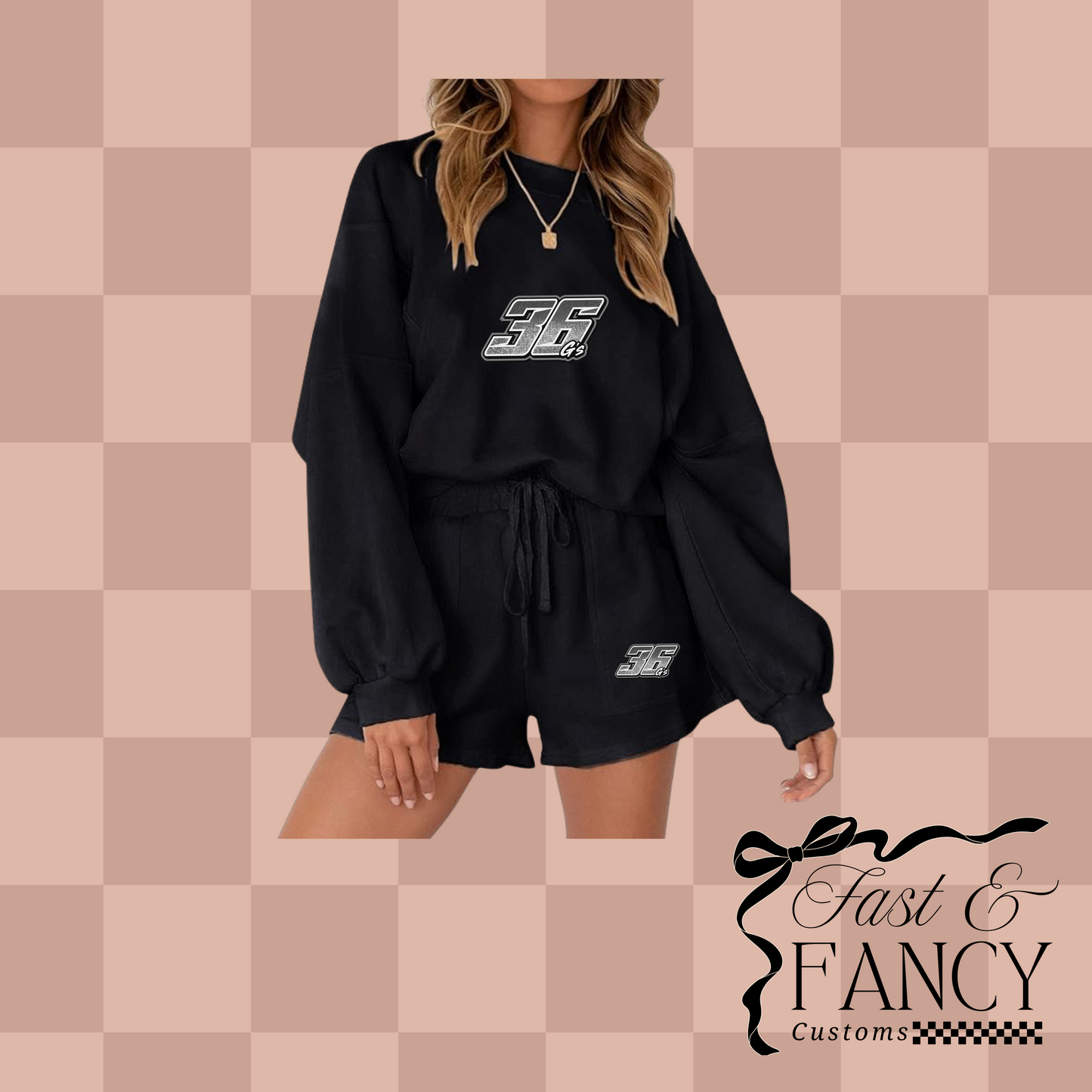 Black Long Sleeve & Shorts Set