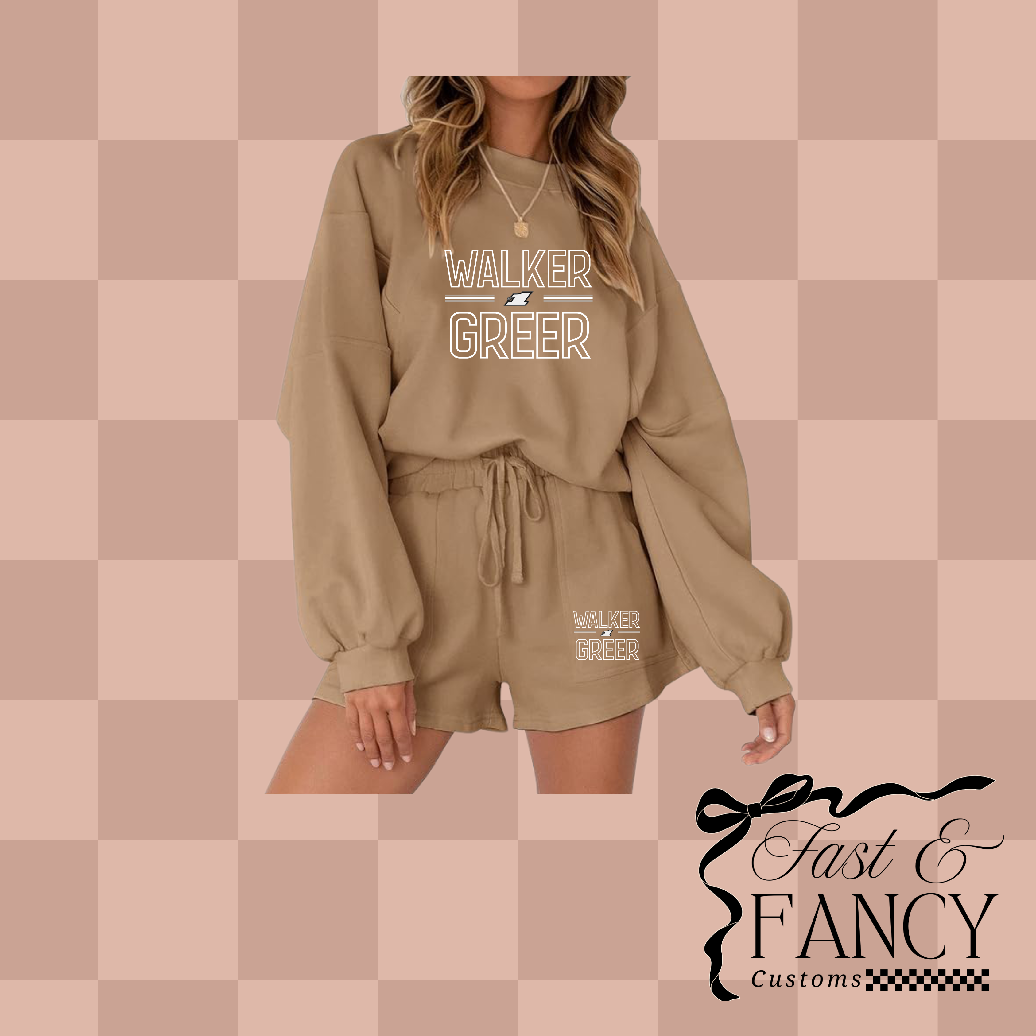 Brown Long Sleeve & Shorts Set