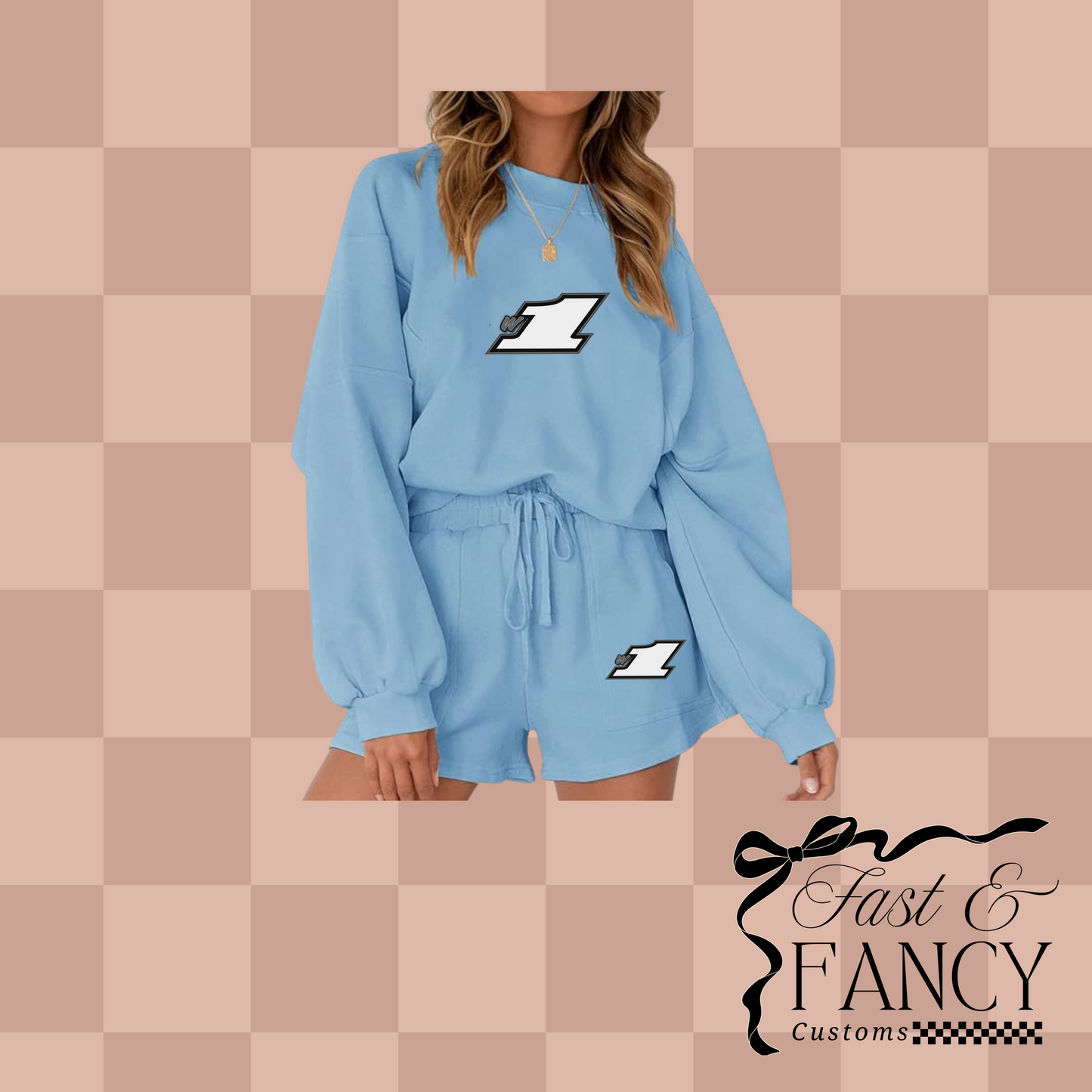 Blue Long Sleeve & Shorts Set
