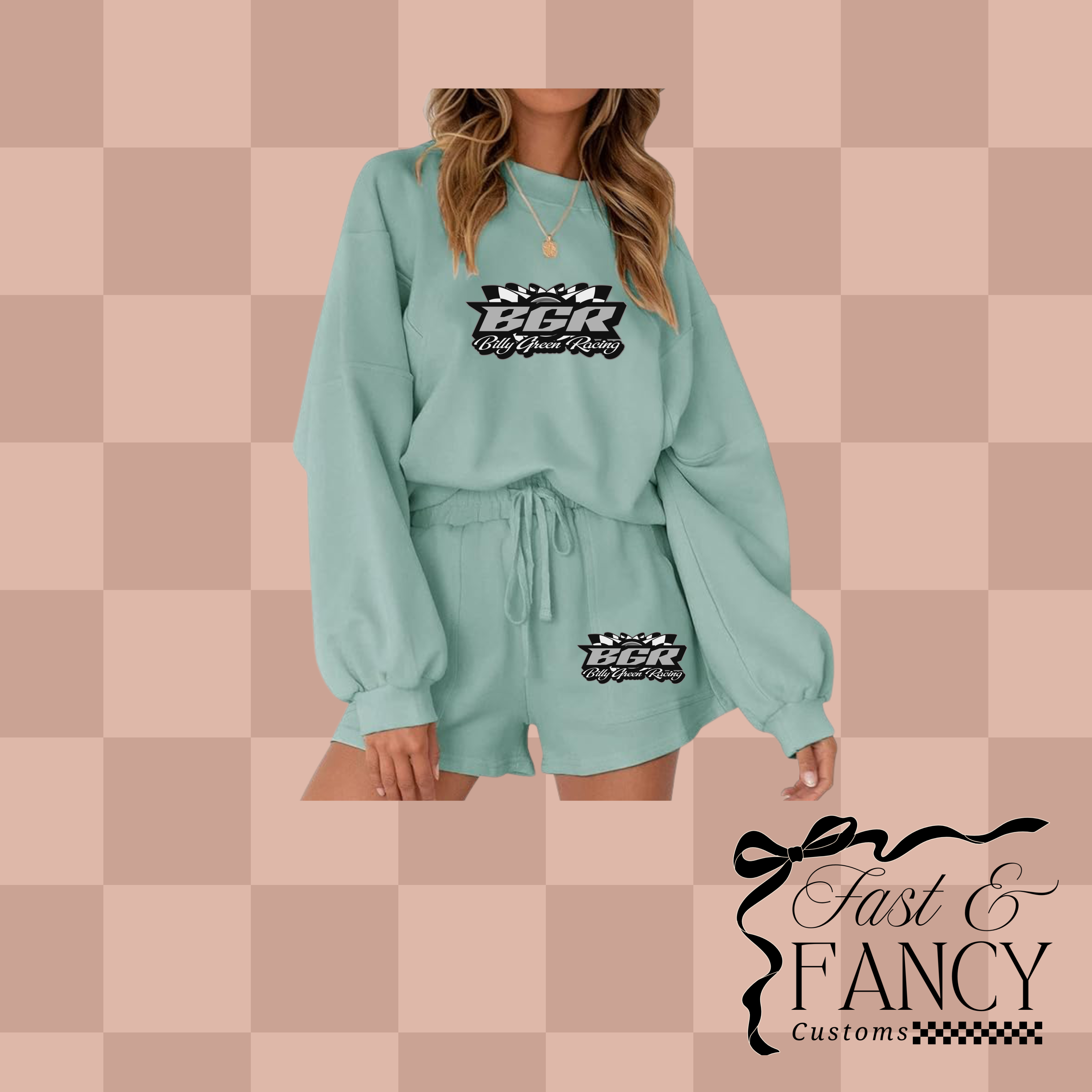 Green Long Sleeve & Shorts Set