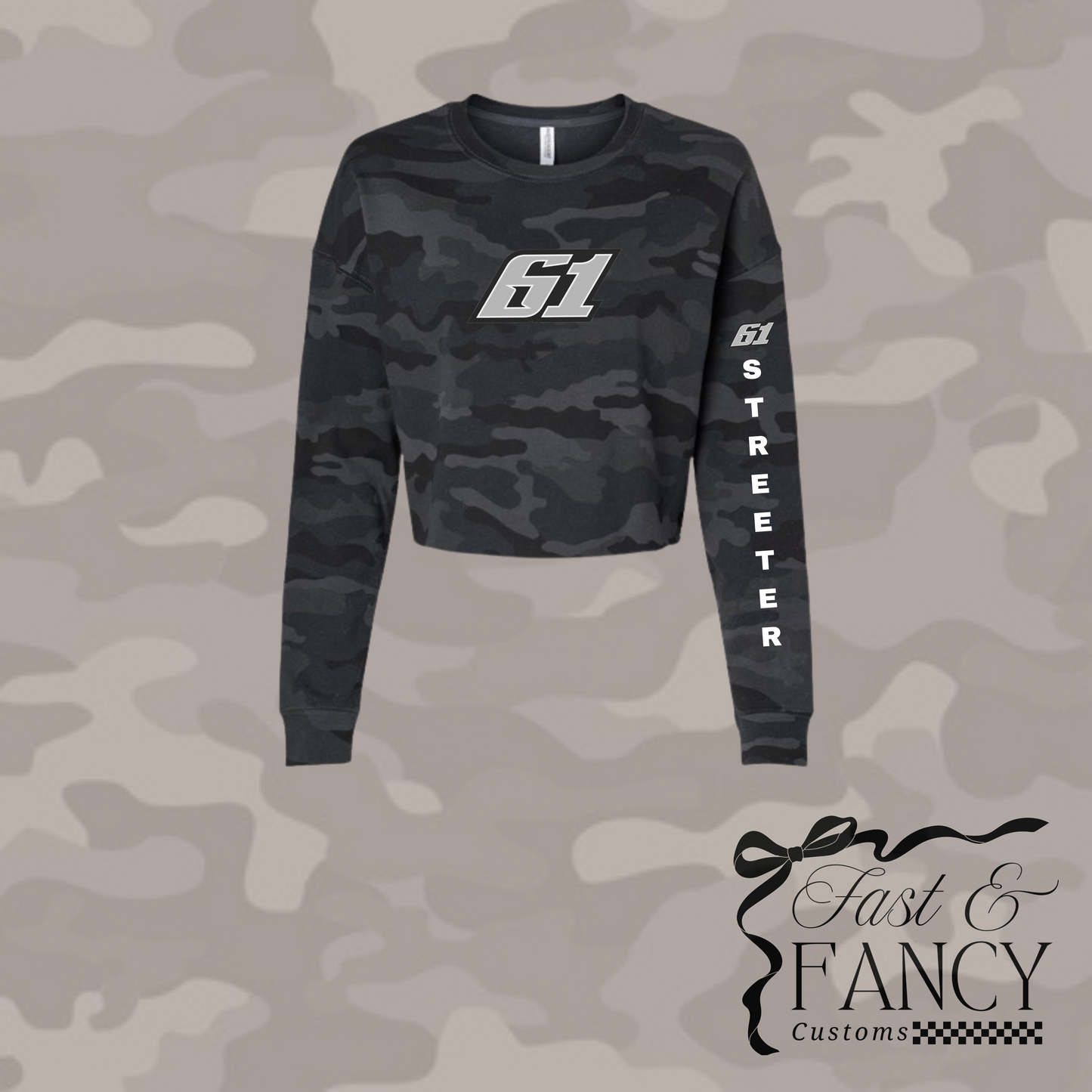 Black Camo Cropped Crewneck