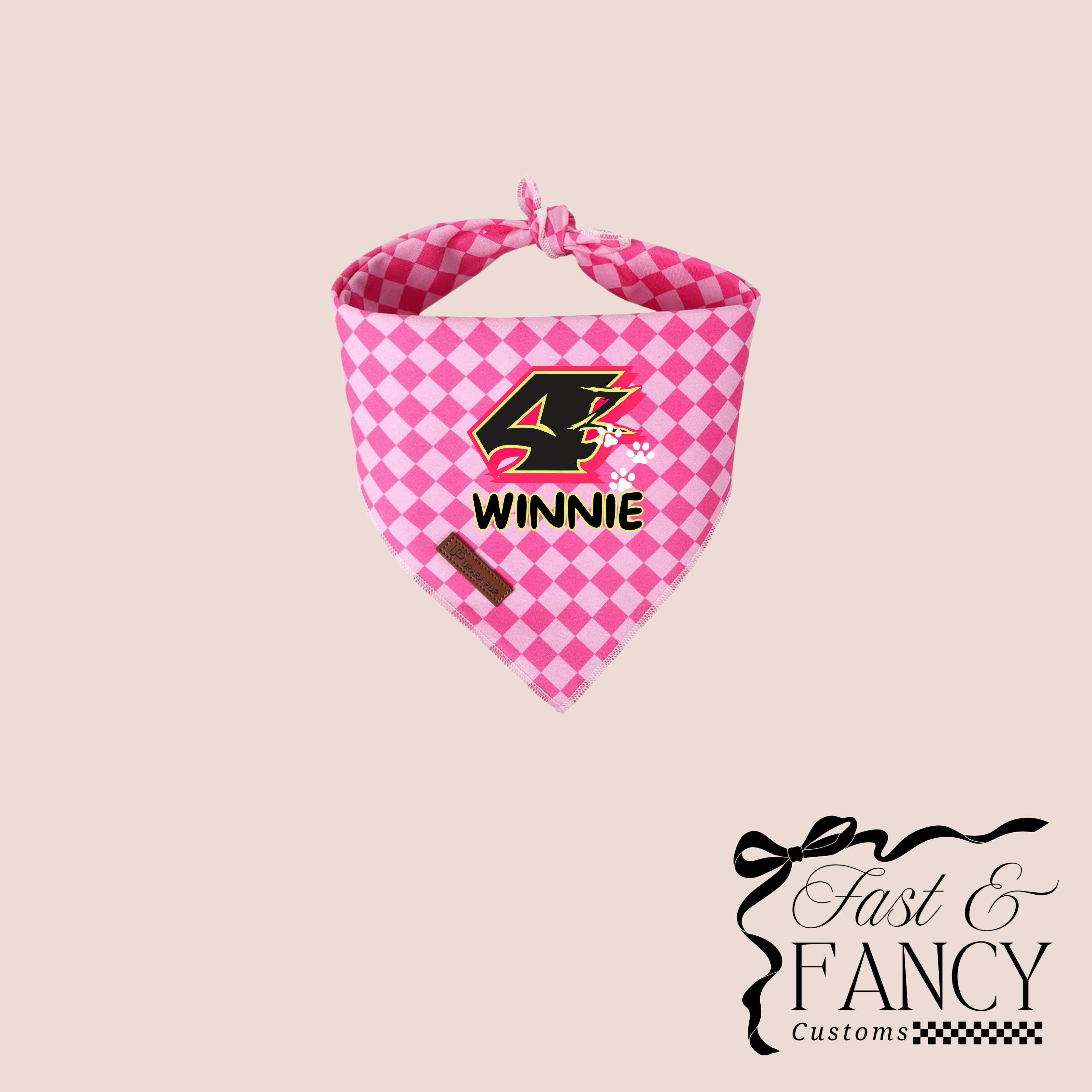 Pink Checkered Dog Bandana