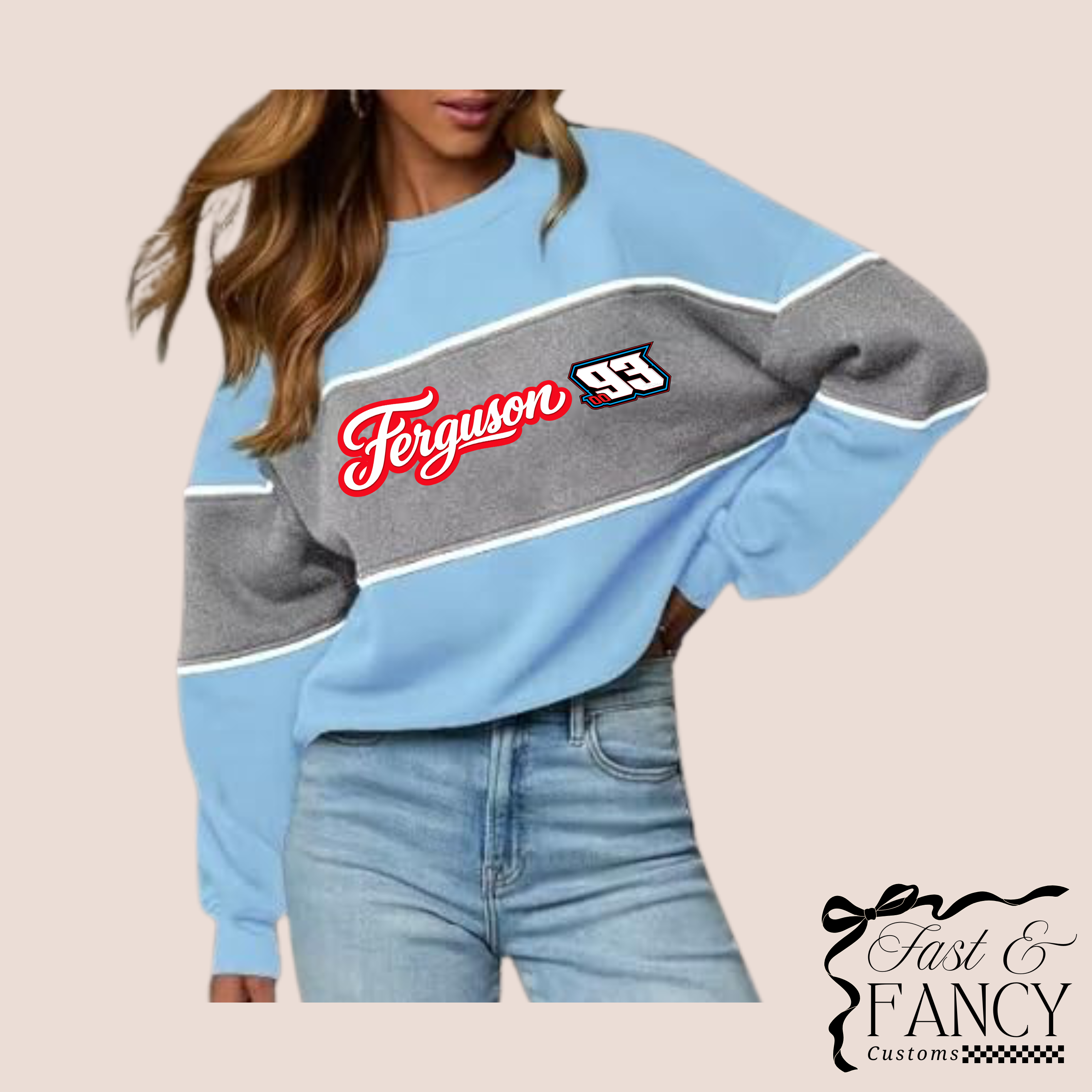 Retro Blue & Grey Crewneck